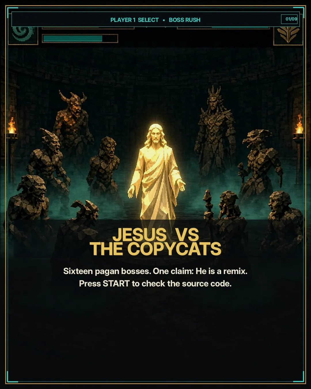JESUS VS THE COPYCATS.: slide 1 of 10